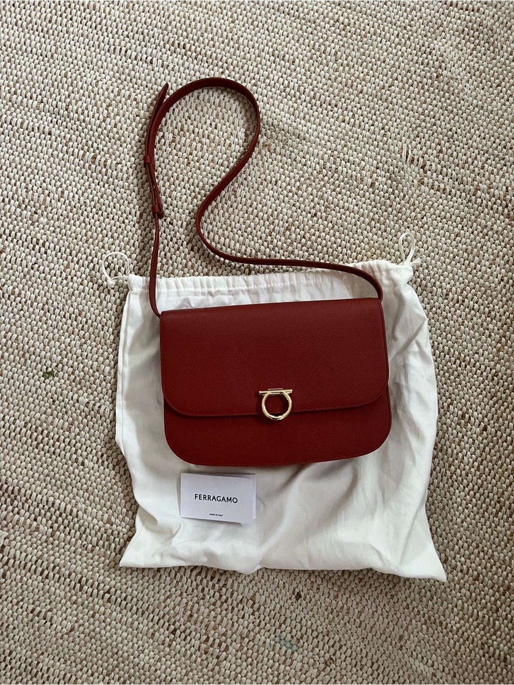 NWT Ferragamo Crossbody Bag (orange with Gold Accent)